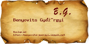 Benyovits Györgyi névjegykártya